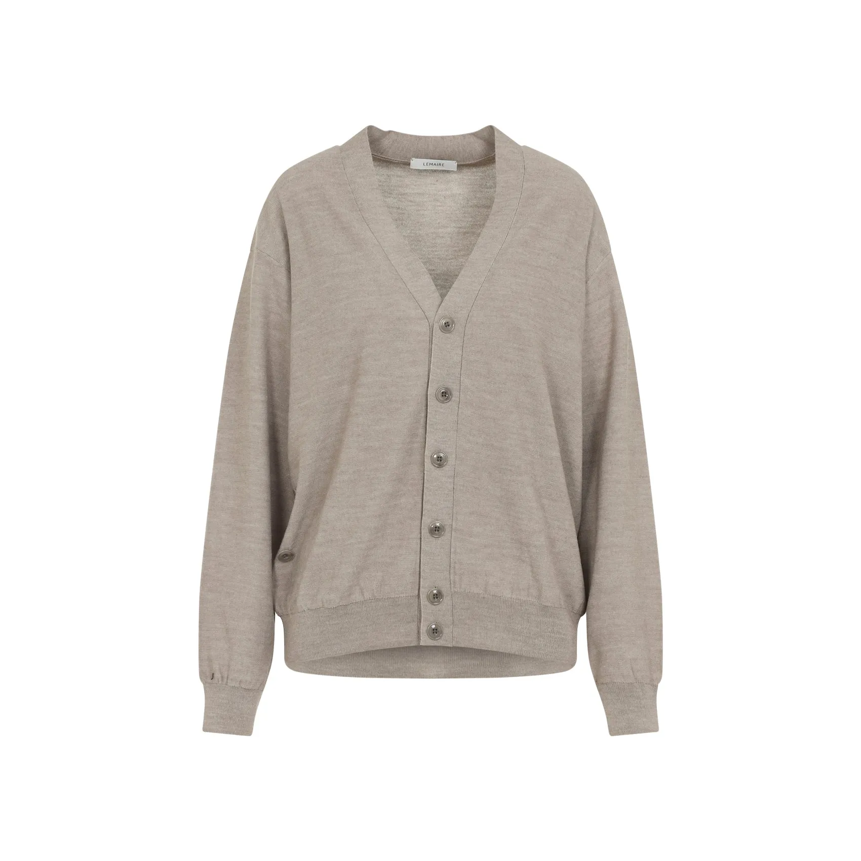 Light Taupe Wool Relaxed Twisted Cardigan