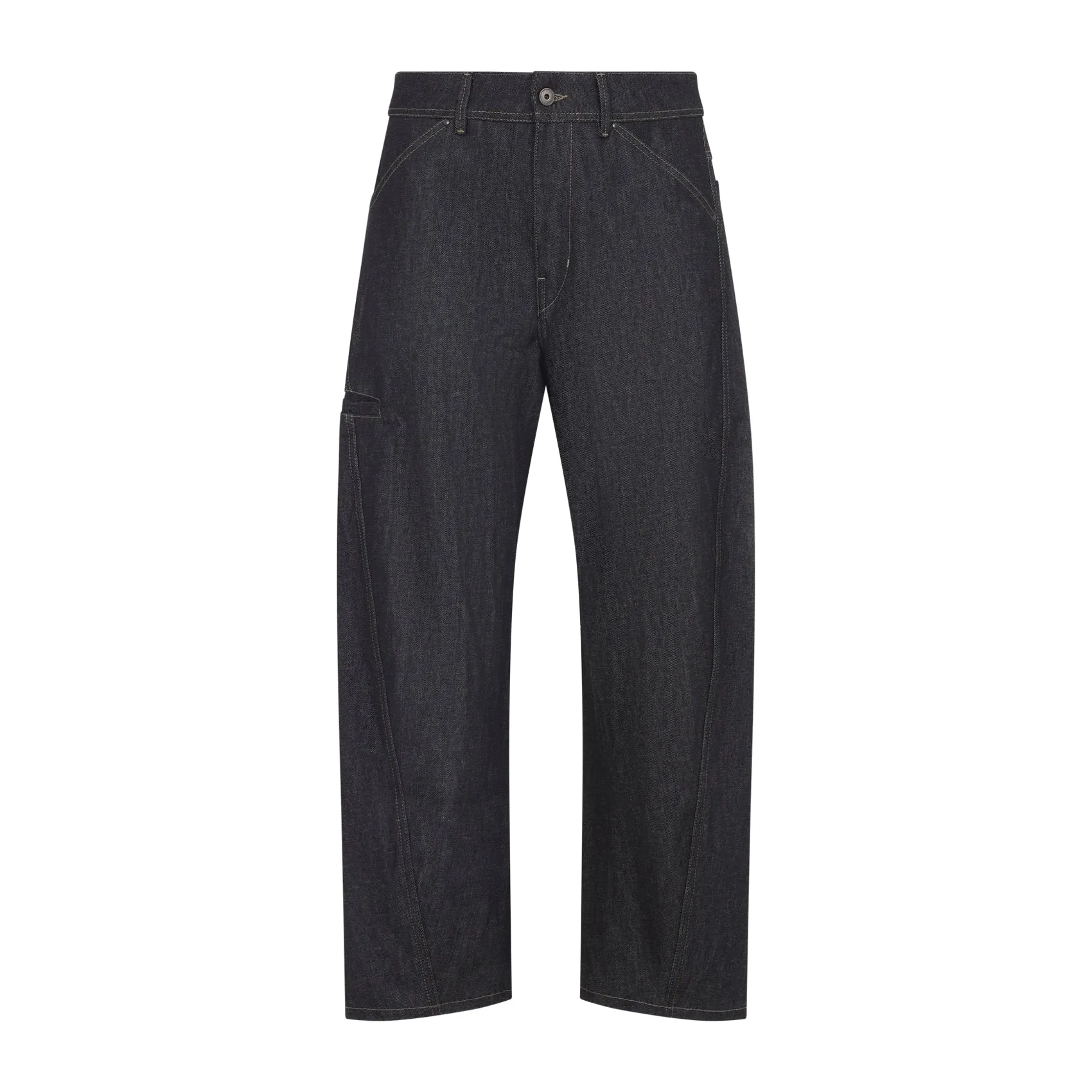 Blue Twisted Workwear Cotton Pants