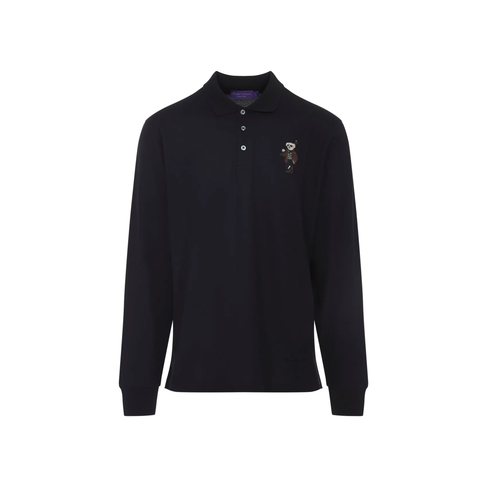 Black Bear Long Sleeve Cotton Polo