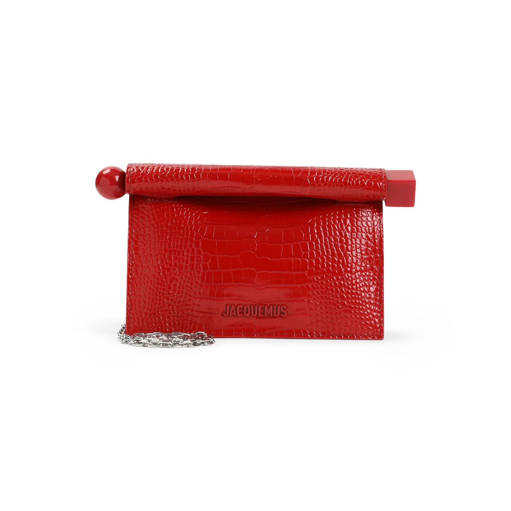 Red La Petite Rond Carre Calfskin Handbag
