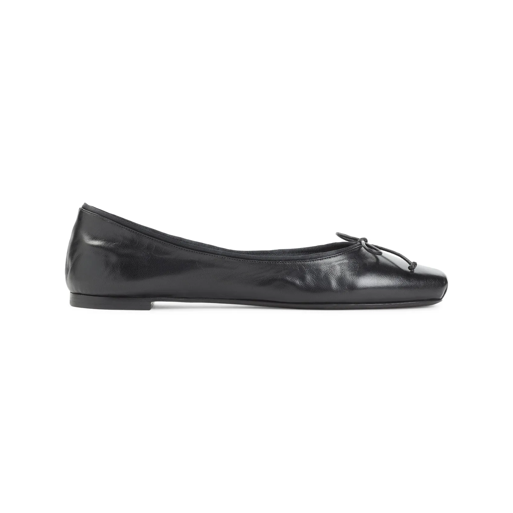 Black Lamb Leather Charlotte Ballerina