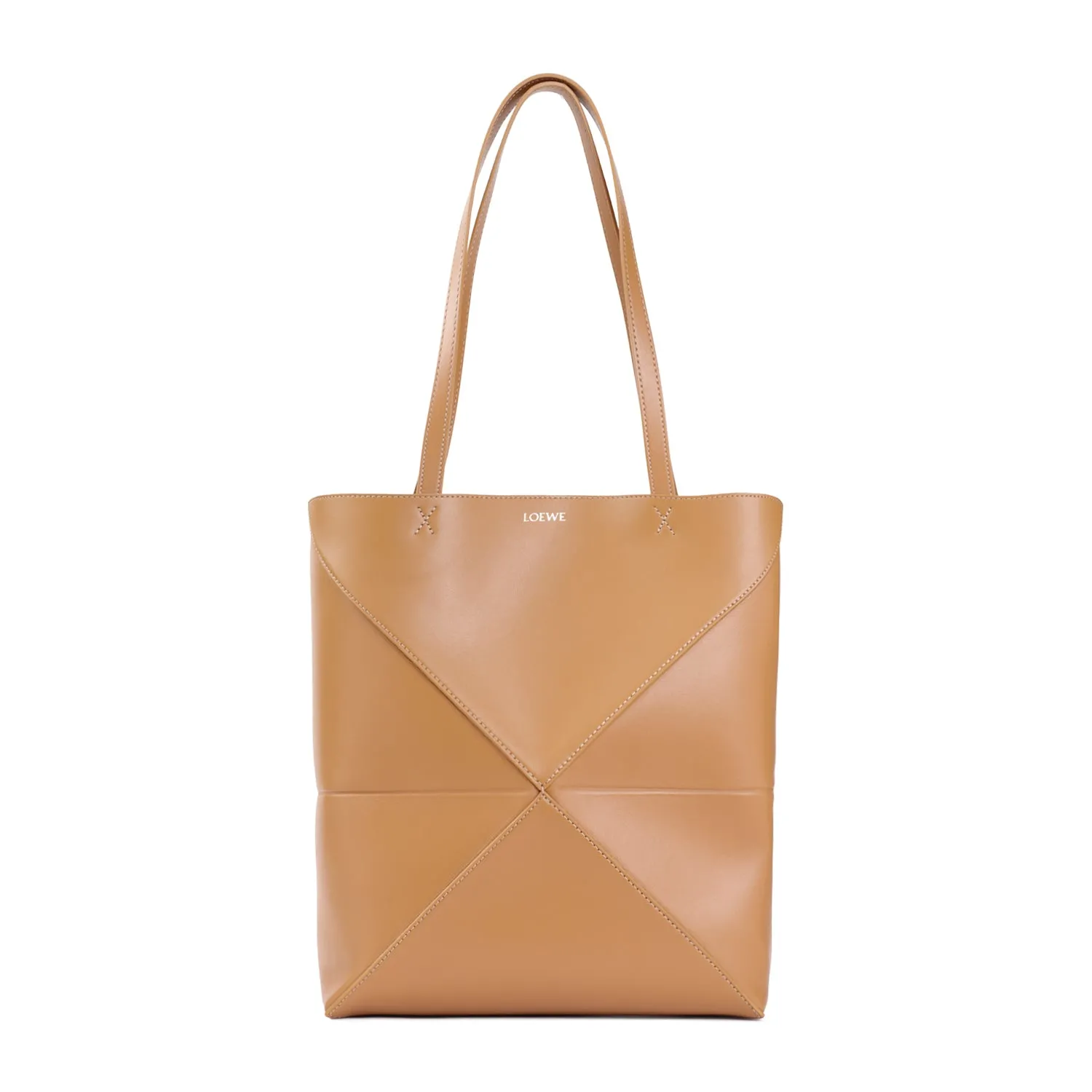 Warm Desert Leather Puzzle Fold Medium Tote