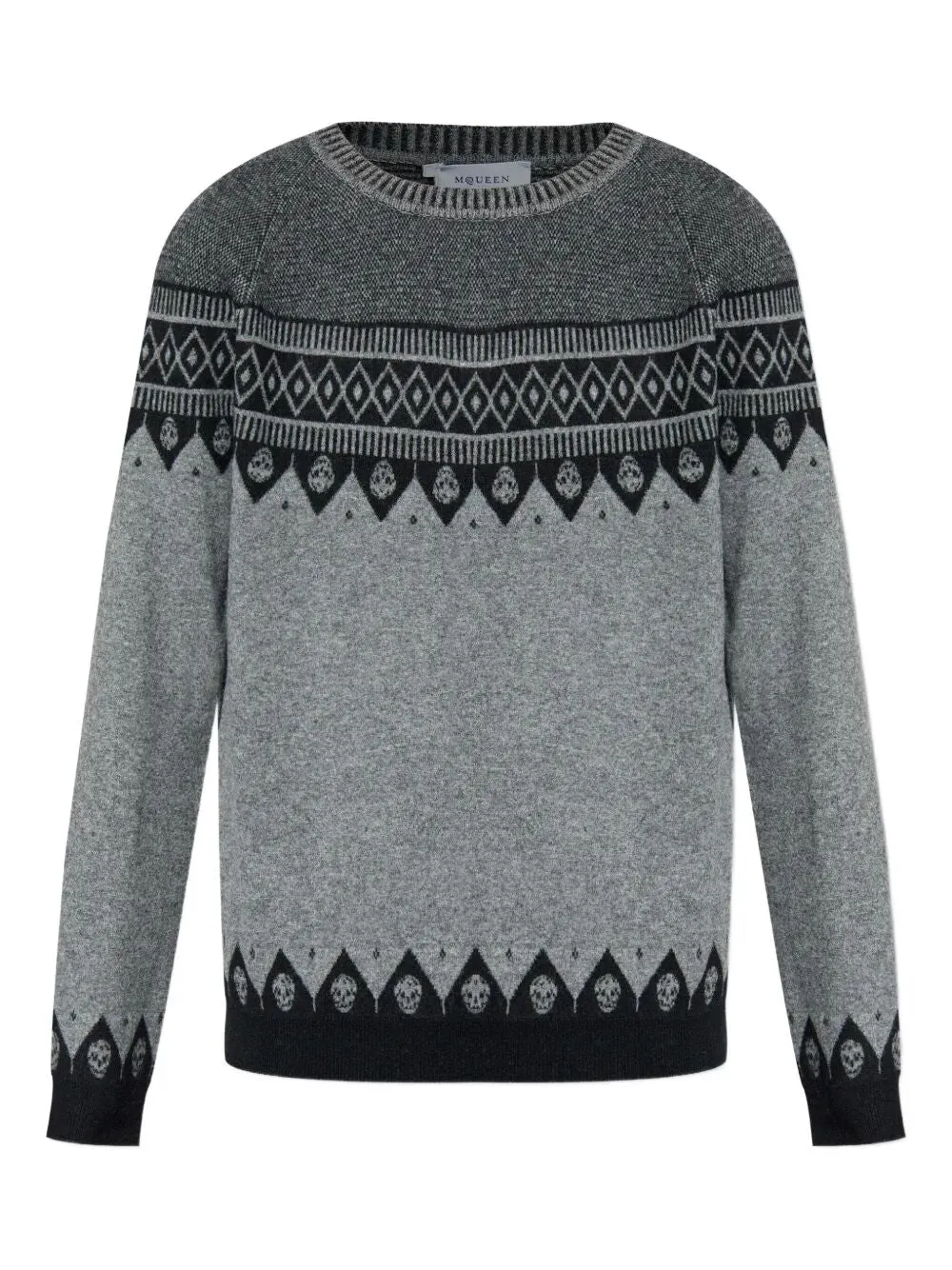 Pullover In Lana Con Motivo Geometrico