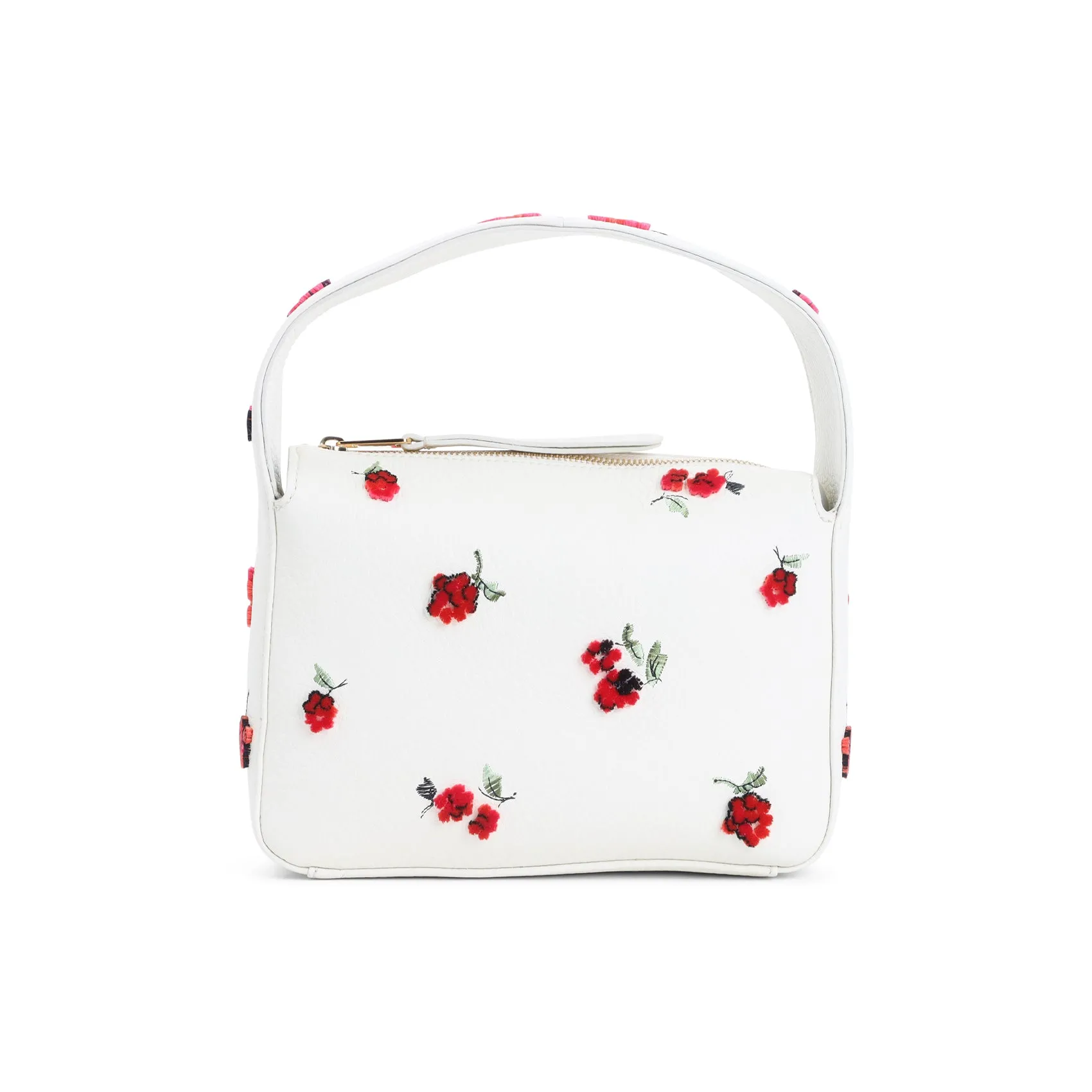 Raspberry Cream White Calfskin Elena Small Handbag