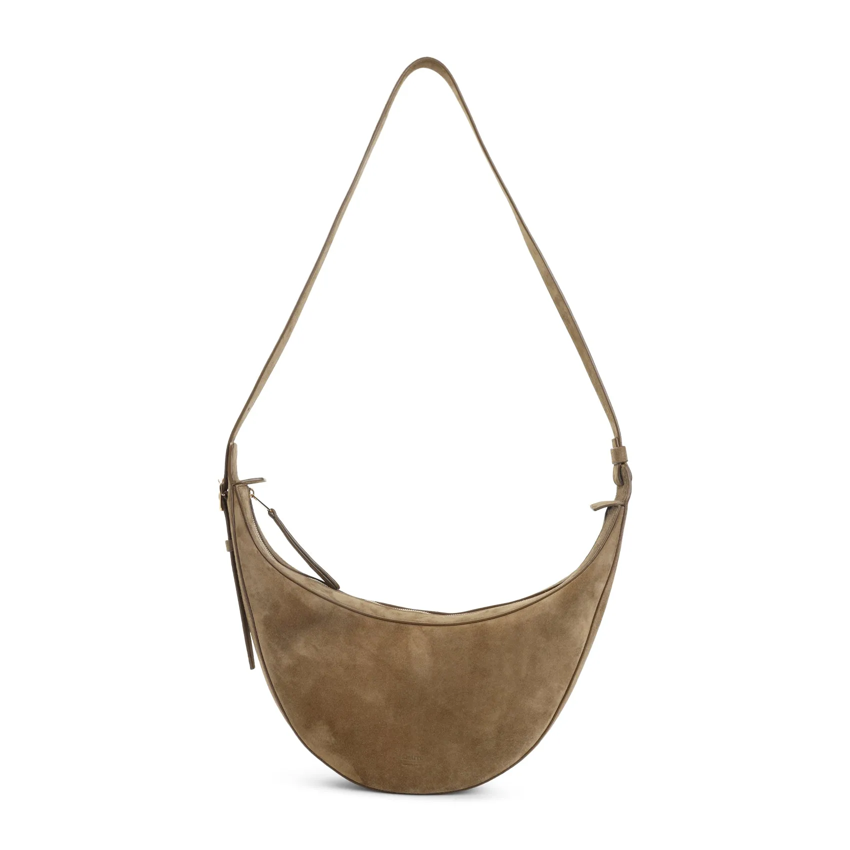 Mud Brown Suede Calfskin Leather Augustina Small Crossbody Bag