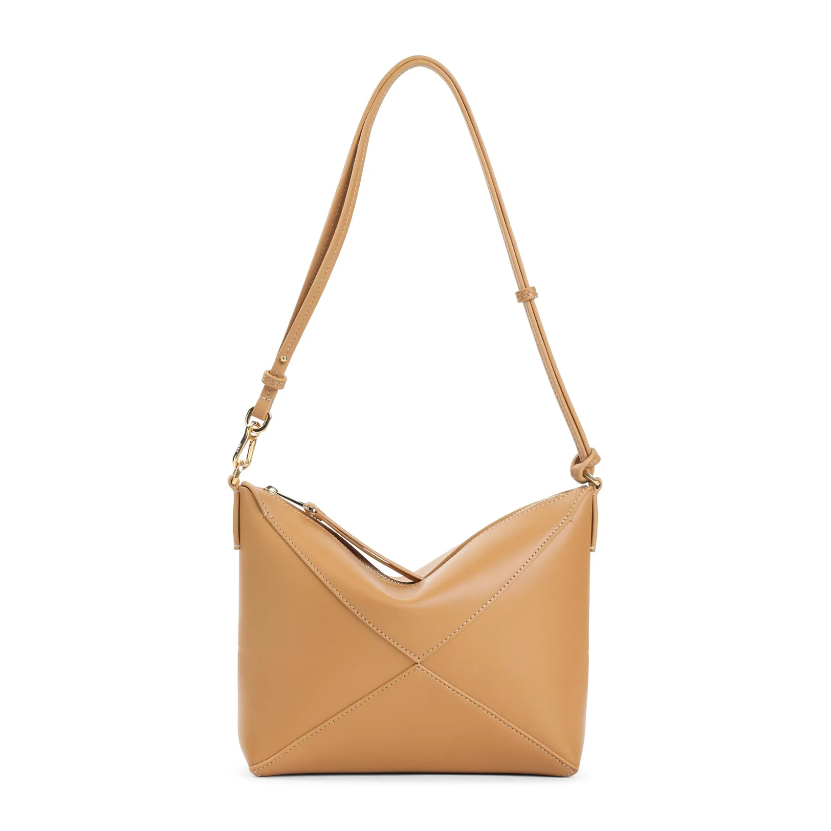 Warm Desert Calf Leather Puzzle Fold Pouch