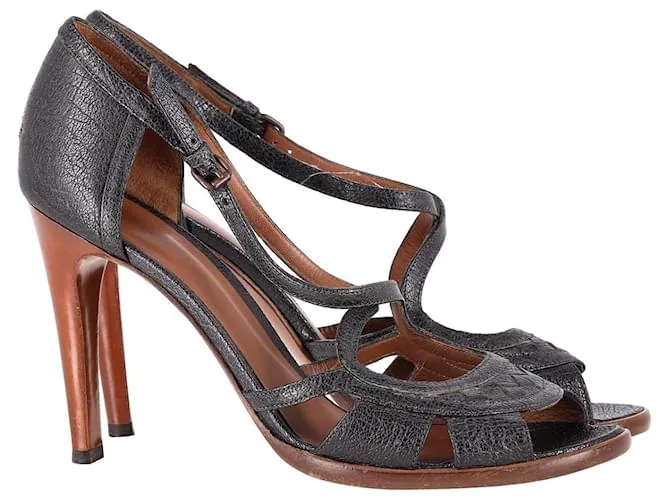 Sandali aperti con cinturino Bottega Veneta in pelle nera Nero