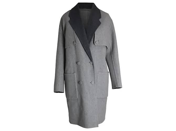 Cappotto reversibile con petto foderato di Alexander Wang in Lana Vergine Grigia Grigio