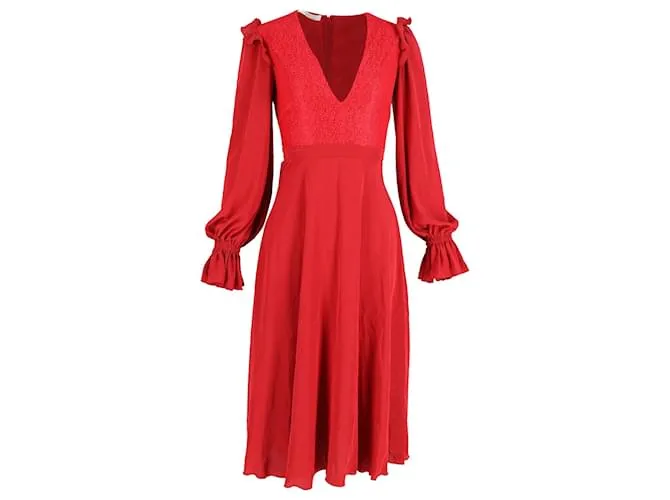 Abito midi con scollo a V Philosophy Di Lorenzo Serafini in cotone rosso