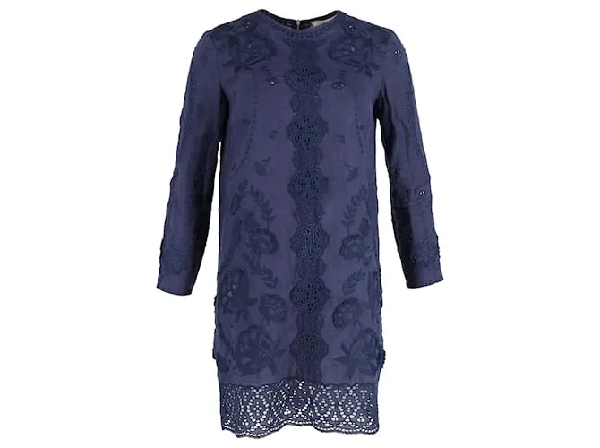 Abito a trapezio con maniche a quarti Vanessa Bruno in lino blu scuro Blu navy