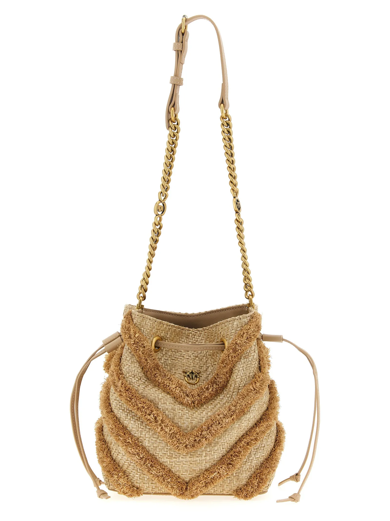Raffia Mini Bucket Bag Borse A Spalla Beige