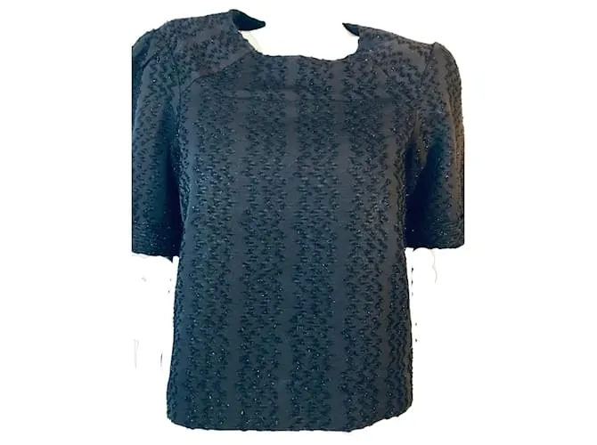 Top Maje in paillettes Nero