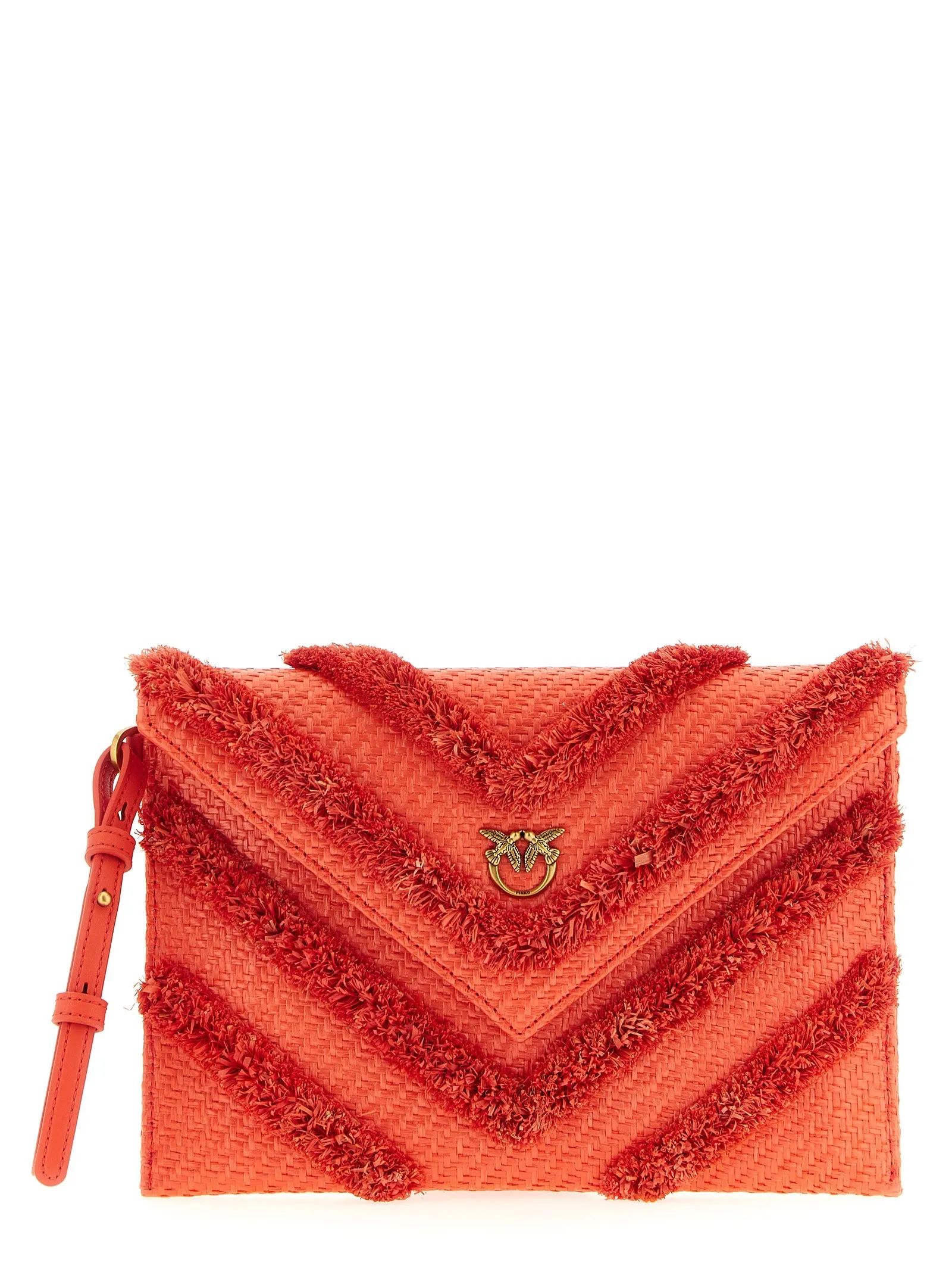 Raffia Flat Clutch Rosso