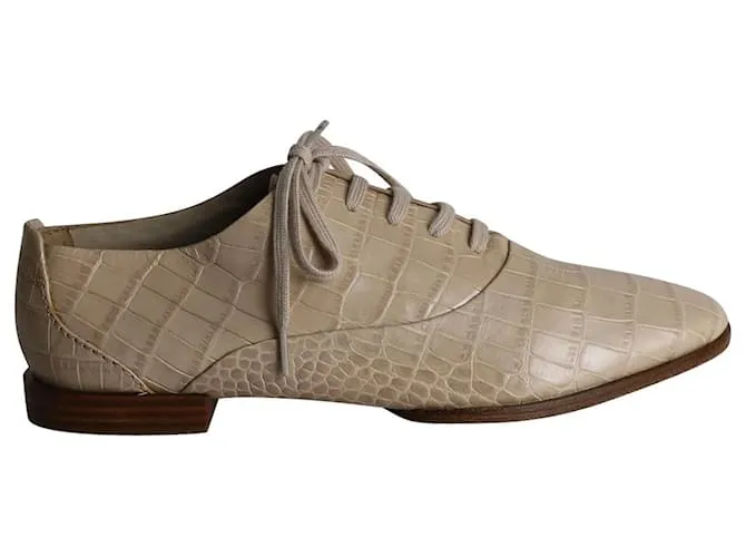 Oxford Alexander Wang Ingrid con stampa coccodrillo in pelle di vitello beige