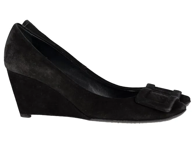 Décolleté Wede con fibbia Roger Vivier in pelle scamosciata nera Nero