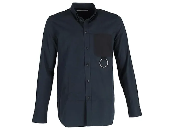 Camicia con taschino e bottoni Givenchy in cotone blu navy