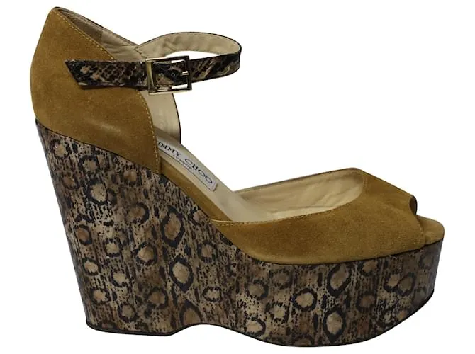 Zeppa Jimmy Choo Folly Platform in pelle scamosciata multicolor Stampa python