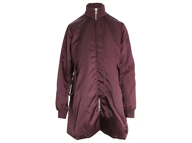 Giubbotto bomber lungo Aude di Acne Studios in nylon bordeaux Rosso Bordò