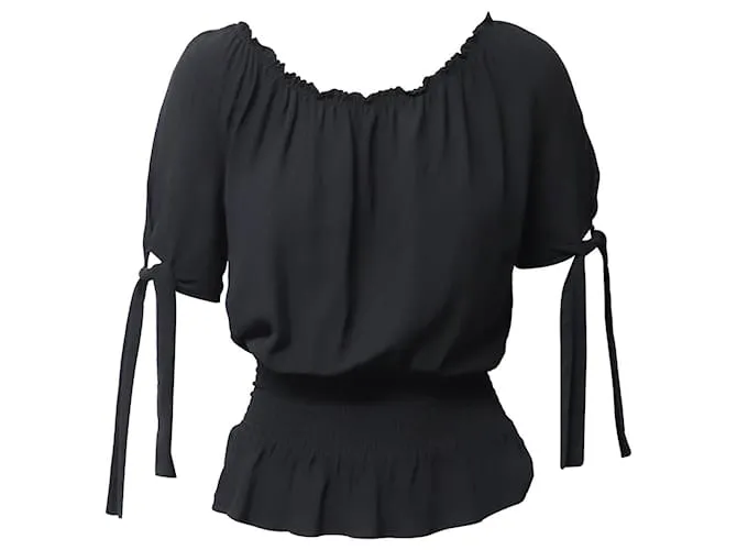 Top Arricciato Maje in Viscosa Nera Nero