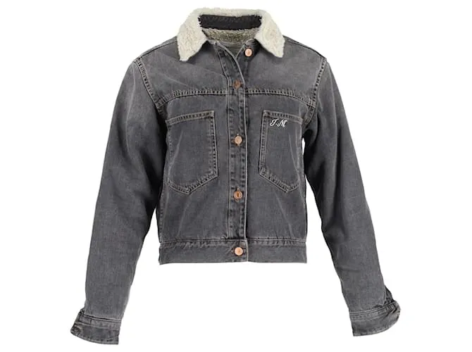 Giacca Isabel Marant Etoile con dettaglio 'Endless' in denim grigio Marrone
