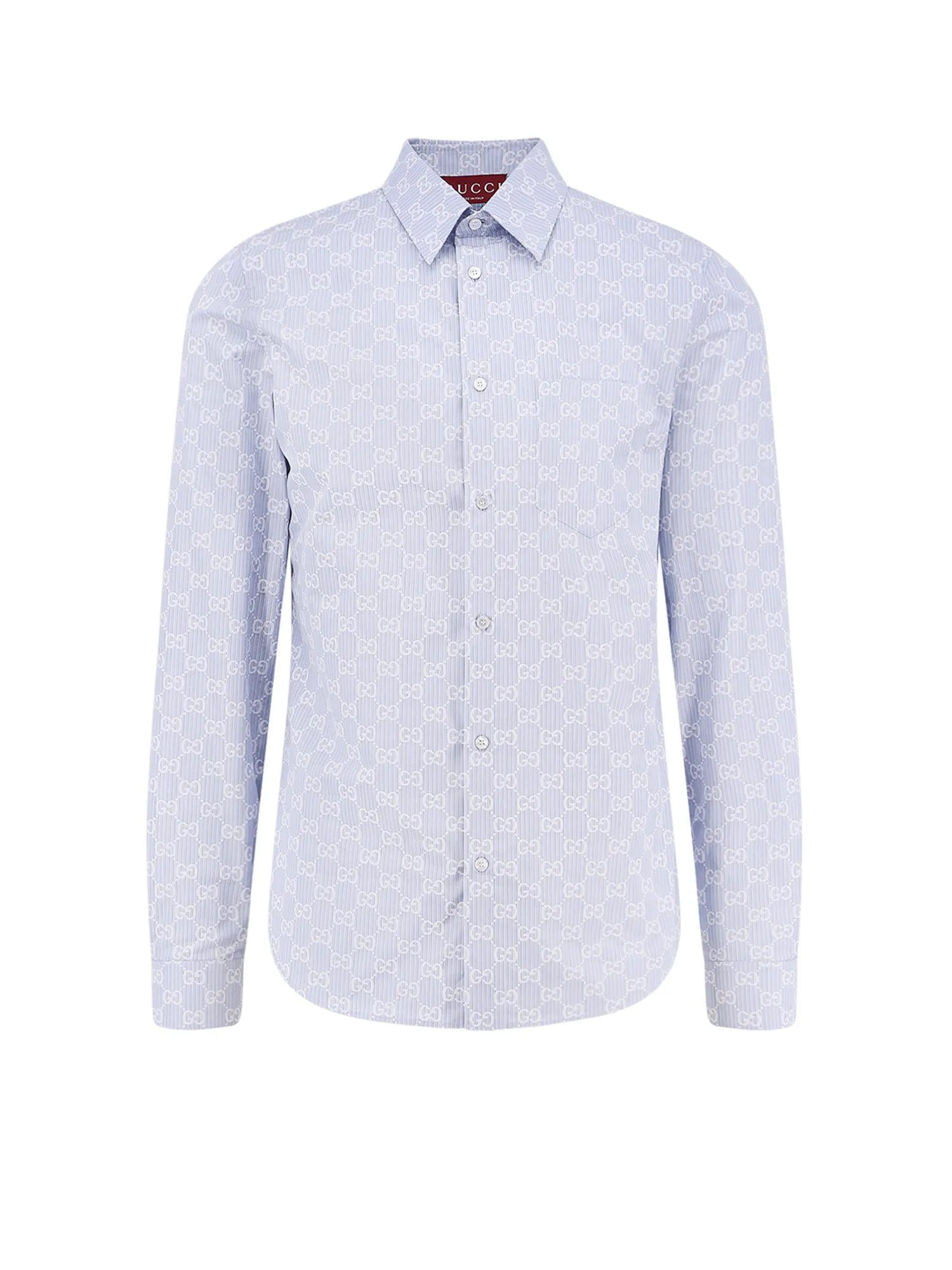 Cotton And Silk Shirt With All-Over Gg Logo