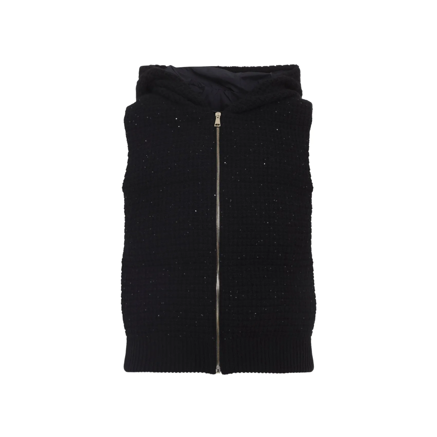 Black Virgin Wool Padded Gilet