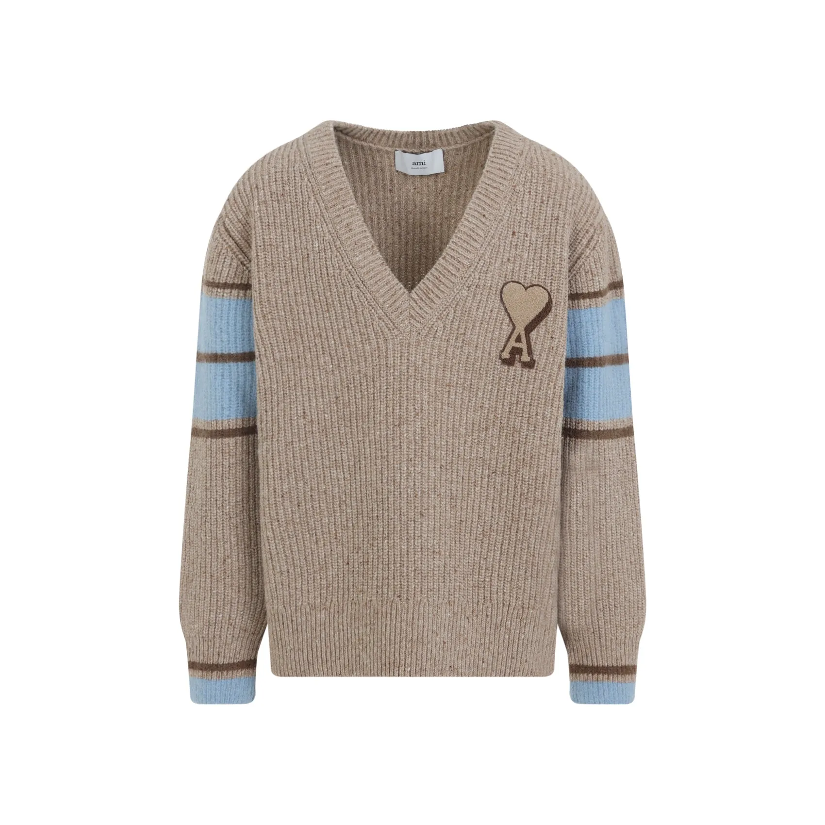 Beige College Wool Sweater