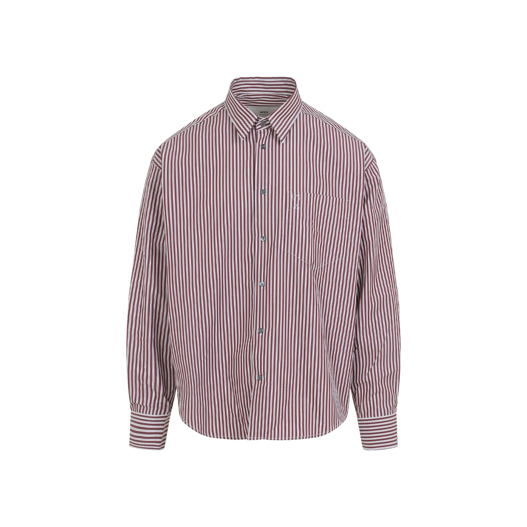 Cherry Red Cotton Embossed Adc Boxy Shirt