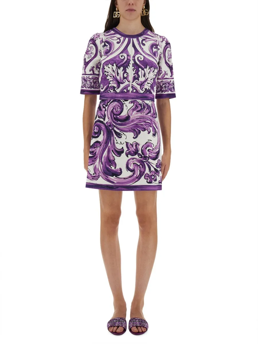 Majolica Print Mini Dress