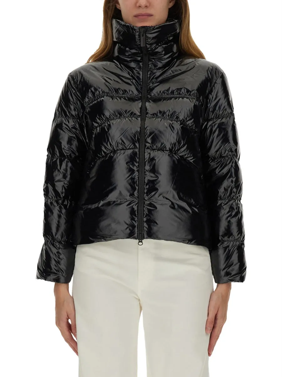 "Glossy" Down Jacket With High Collar