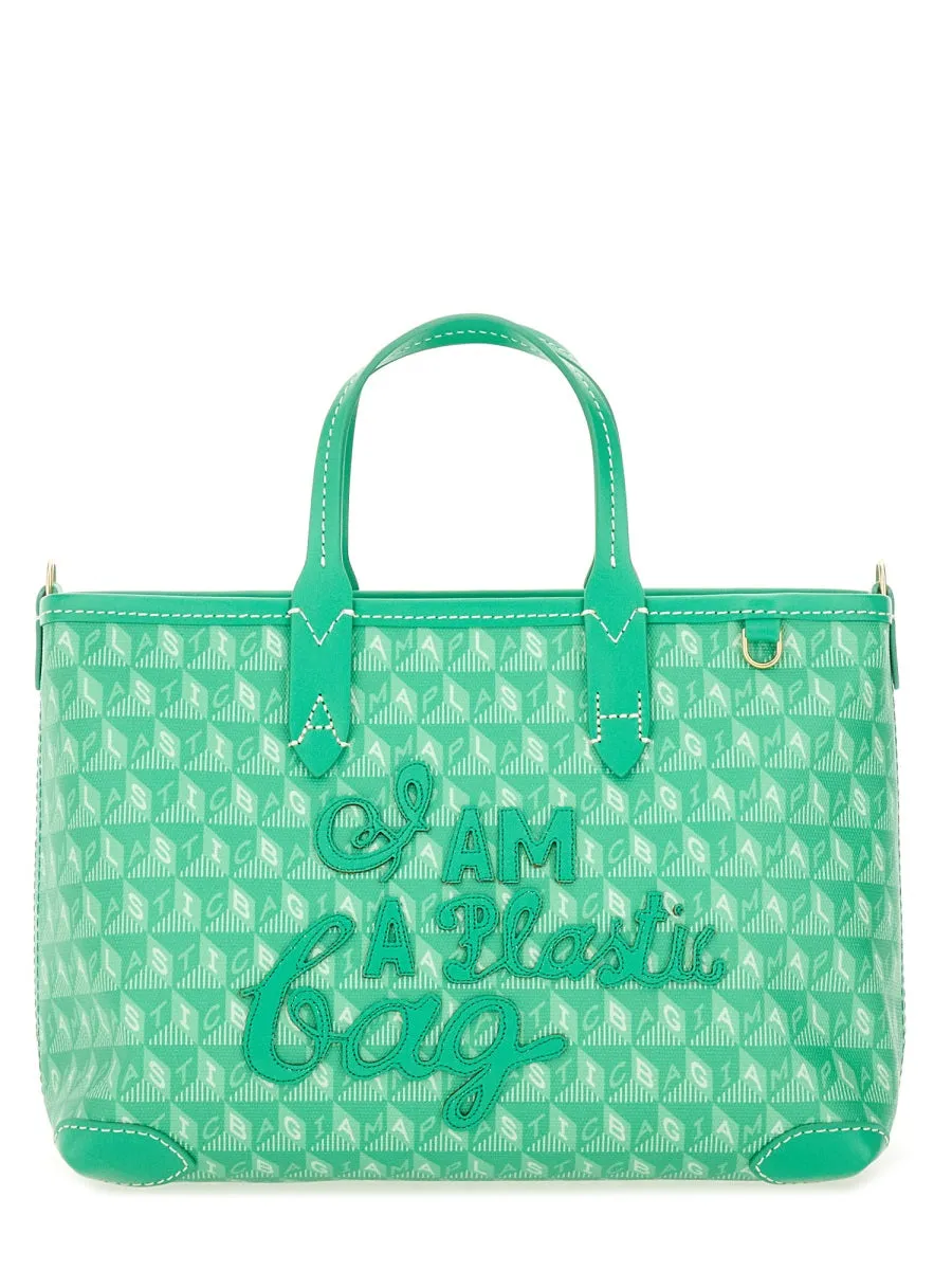 Xs Tote Bag With "I Am A Plastic Bag" Pattern