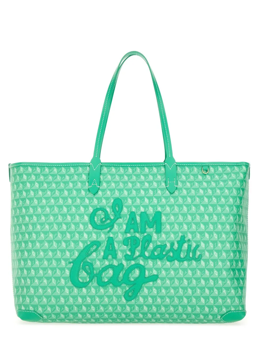 Tote Bag With "I Am A Plastic Bag" Pattern