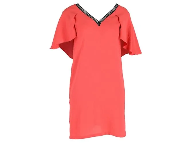 Abito Maje Rysandre con maniche svolazzanti in poliestere rosso Rosa
