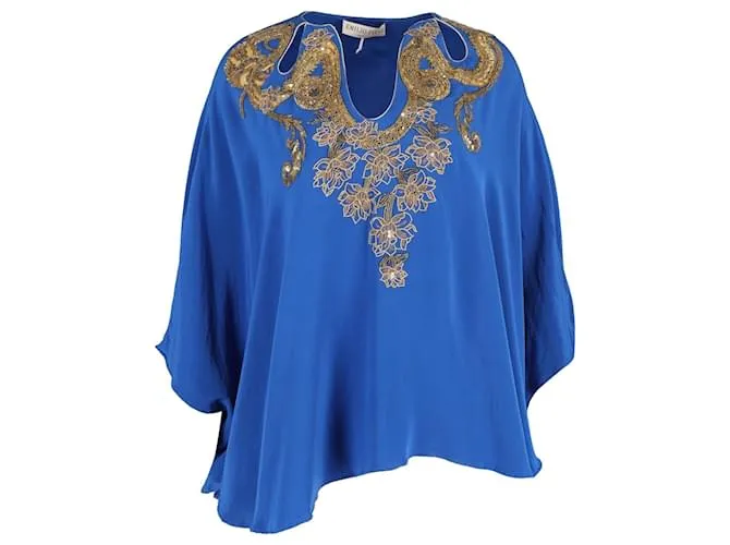 Blusa decorata Emilio Pucci in seta blu
