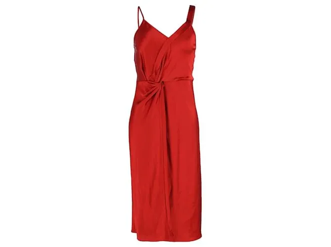 Abito drappeggiato T by Alexander Wang in raso rosso