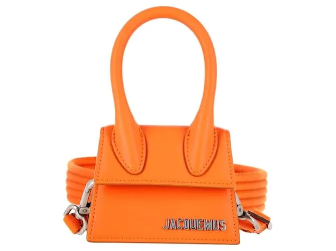 Borsa Jacquemus Le Chiquito Mini Signature con manico superiore in pelle arancione
