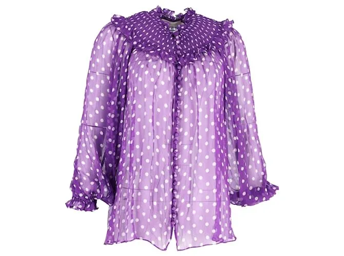 Zimmermann Camicetta a pois arricciata Zimmerman in seta viola Porpora
