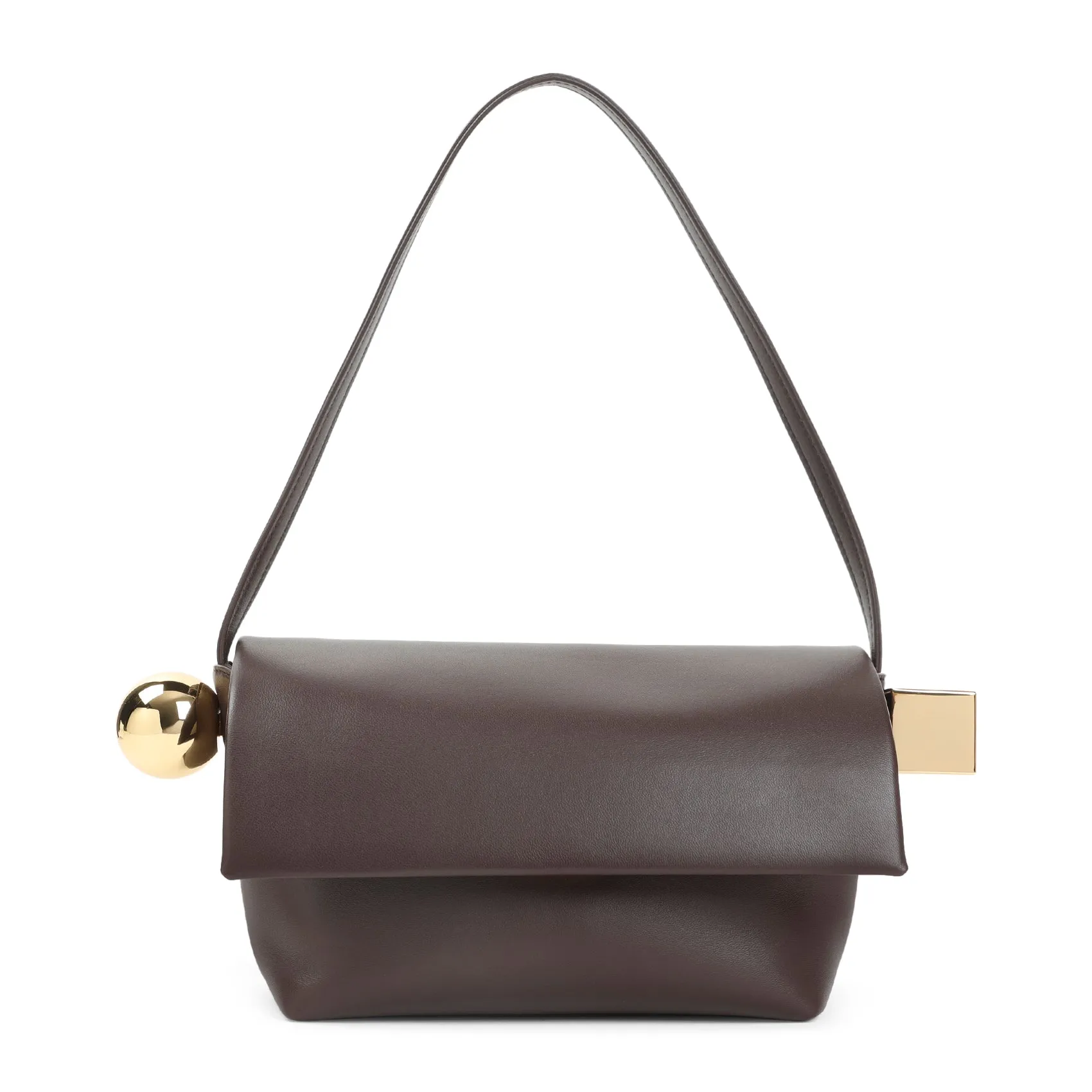 Dark Brown Lamb Leather Le Rond Carre Handbag