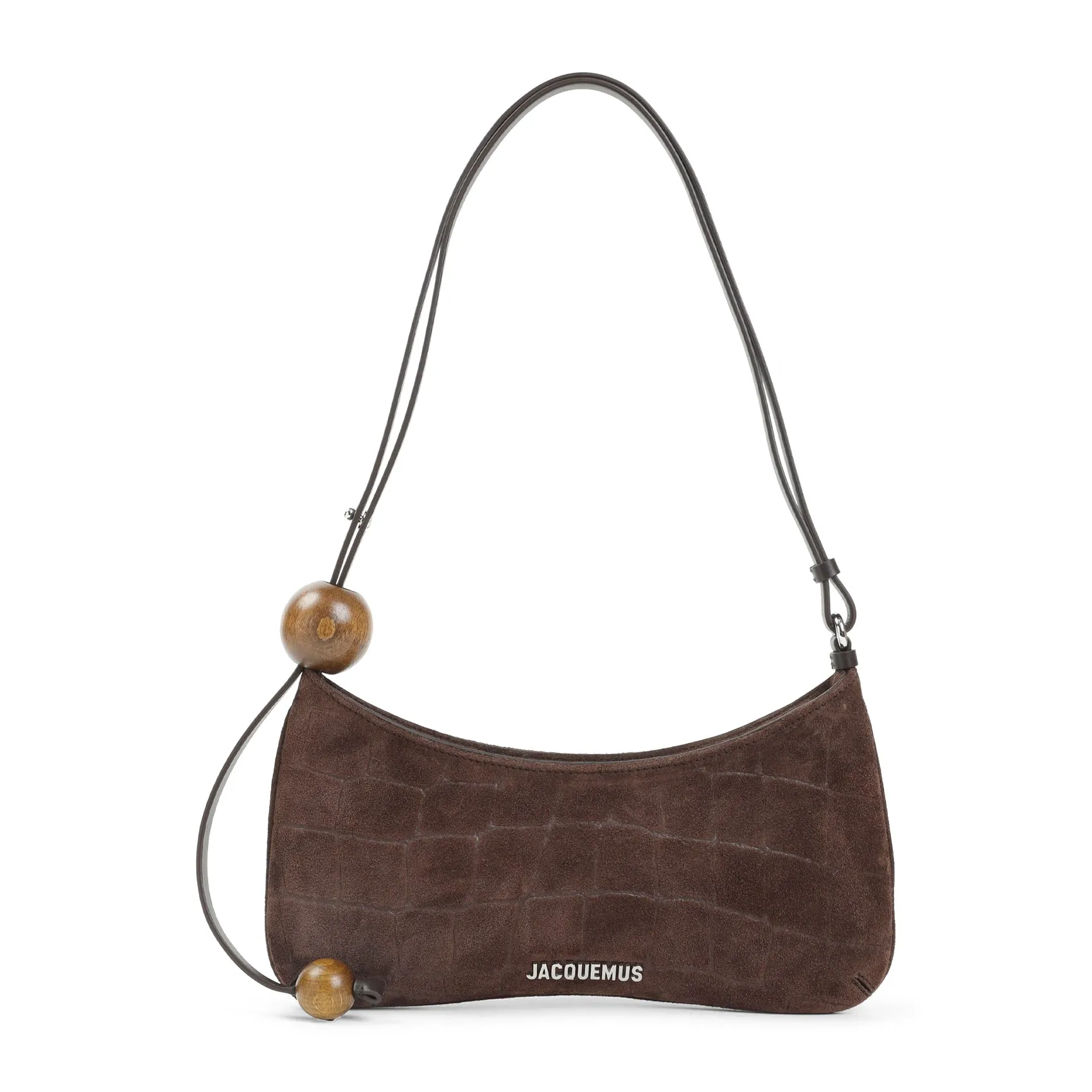 Dark Brown Le Bisou Perle Suede Leather Handbag