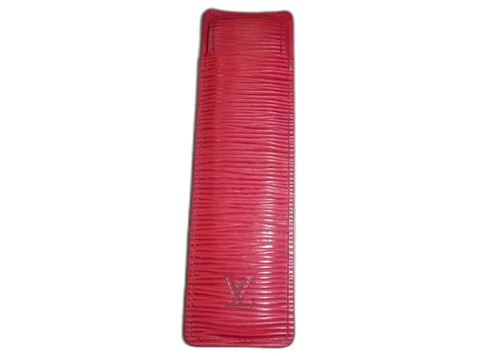 astuccio per penna Louis Vuitton in pelle Epi rossa Rosso