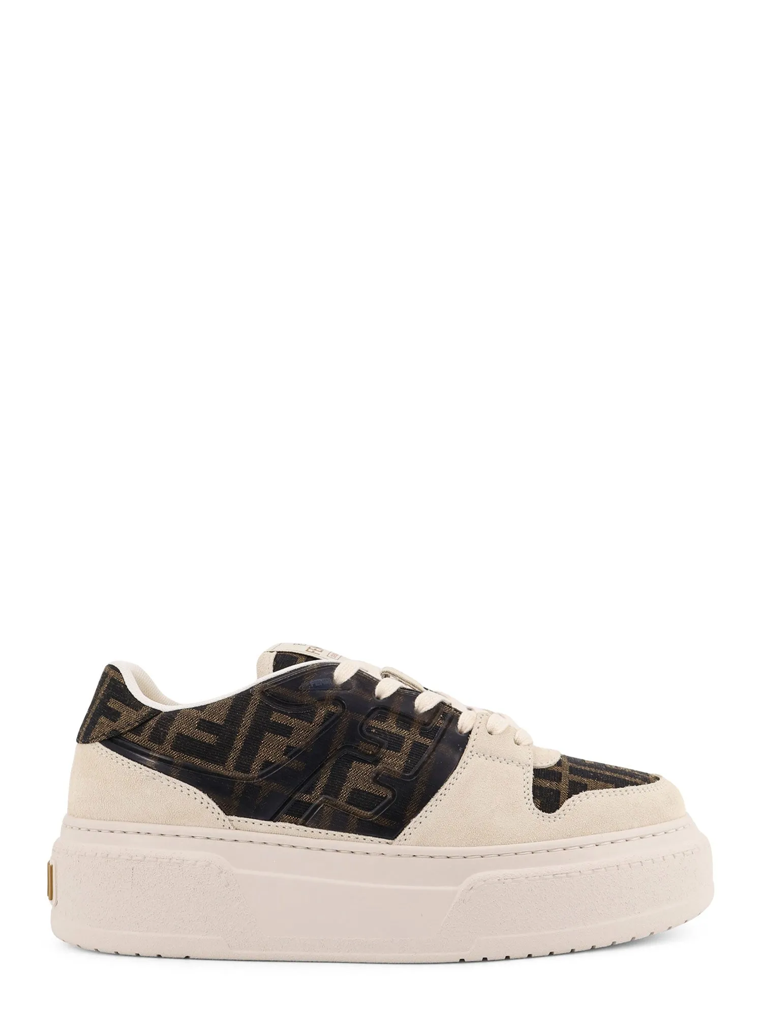 Fendi Match Canvas And Suede Platform Sneakers