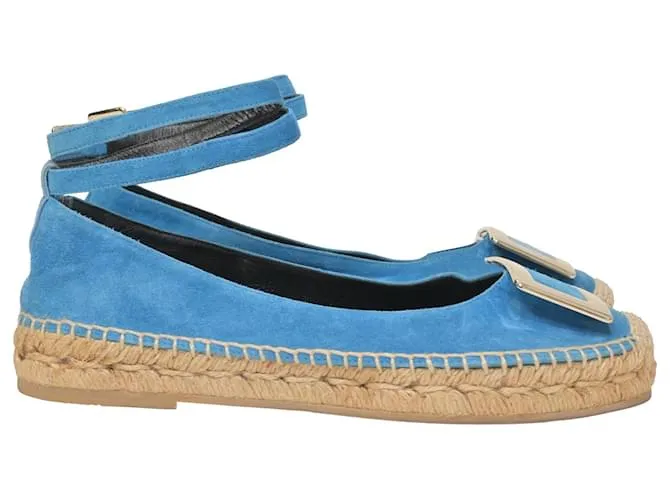 Espadrillas Roger Vivier con cinturino alla caviglia in pelle scamosciata blu