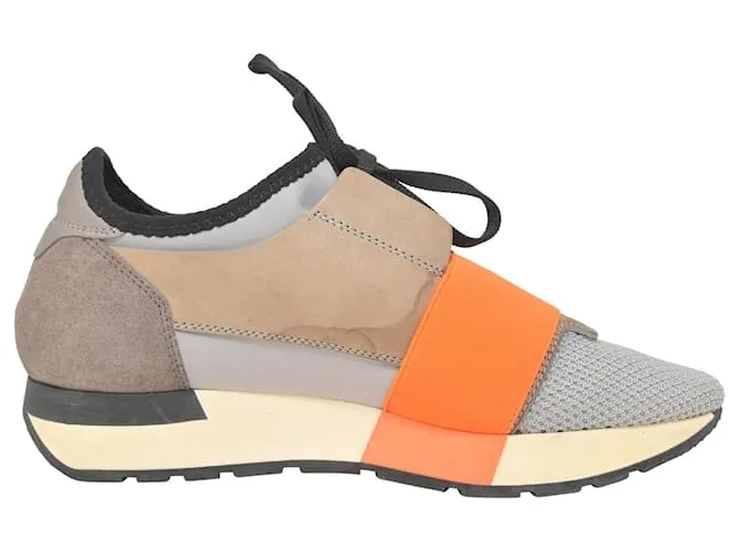 Sneaker Race Runner di Balenciaga in pelle e camoscio multicolor Grigio