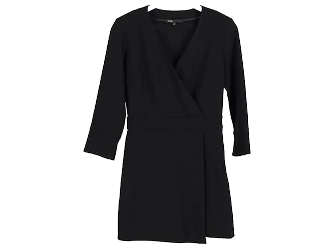 Miniabito Maje con scollo a V in lana Nera Nero