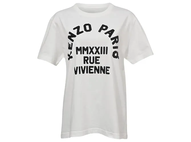 T-shirt ampia Kenzo Rue Vivienne in cotone bianco