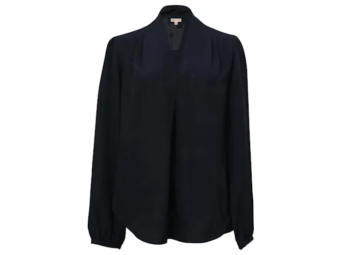 Blusa Michael Michael Kors con scollo a V in seta blu navy