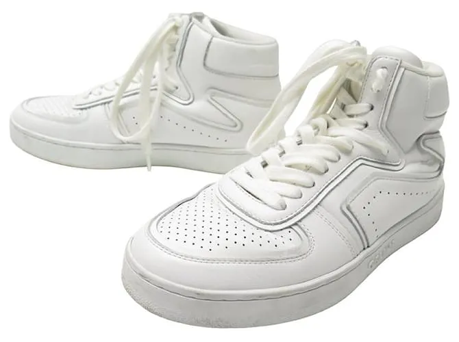 Céline SCARPE CELINE TRAINER 36 CT-01 SNEAKERS ALTE IN PELLE Bianco