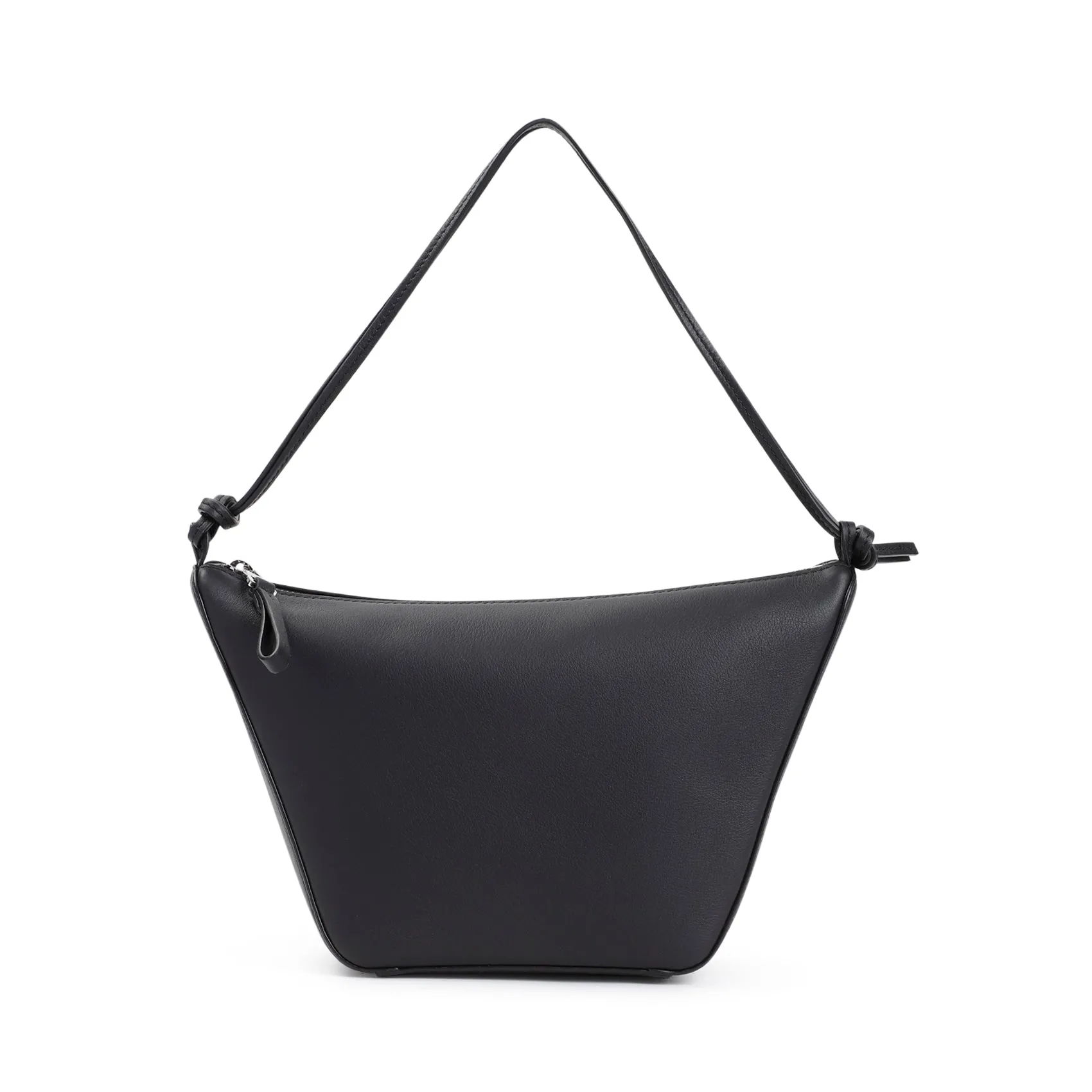 Black Calf Leather Hammock Hobo Mini Handbag