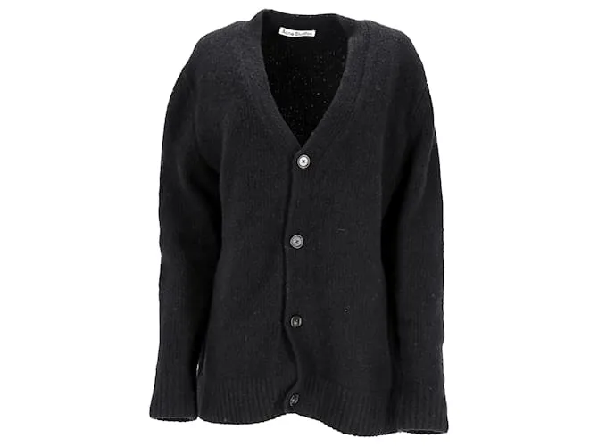 Cardigan a bottoni a V in lana nera di Acne Studios Nero