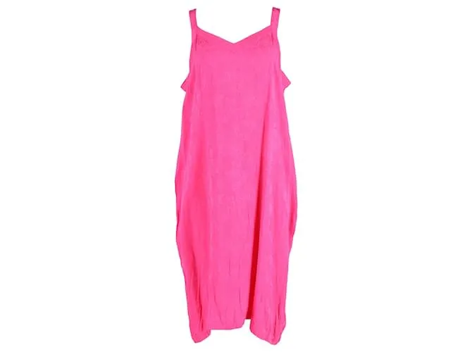 Abito midi a slip in jacquard floreale oversize con logo Balenciaga in viscosa rosa